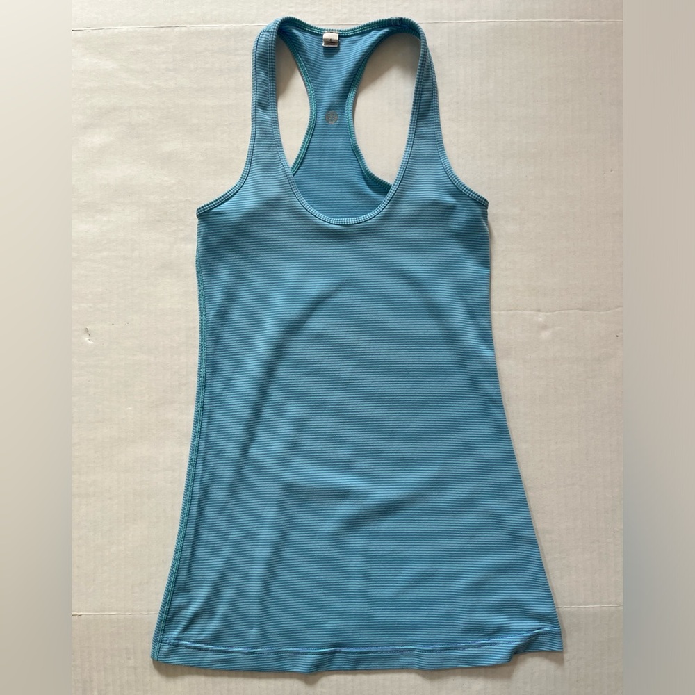 Lululemon tank top blue purple stripe racer back stretch size 4